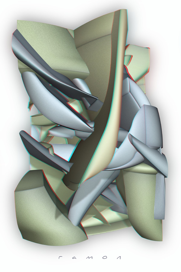 Abstarkt Kubismus Anaglyph
