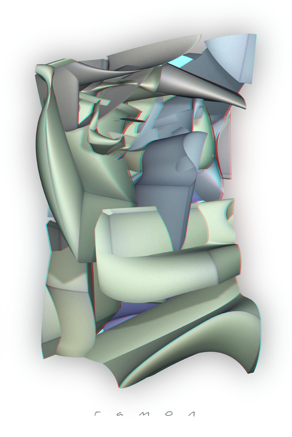 Abstarkt Kubismus Anaglyph