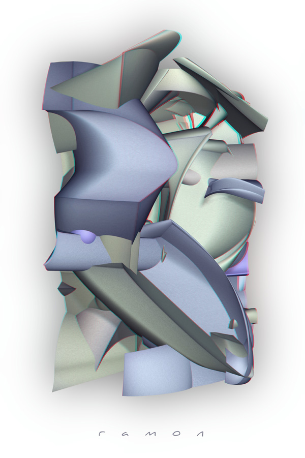 Abstarkt Kubismus Anaglyph