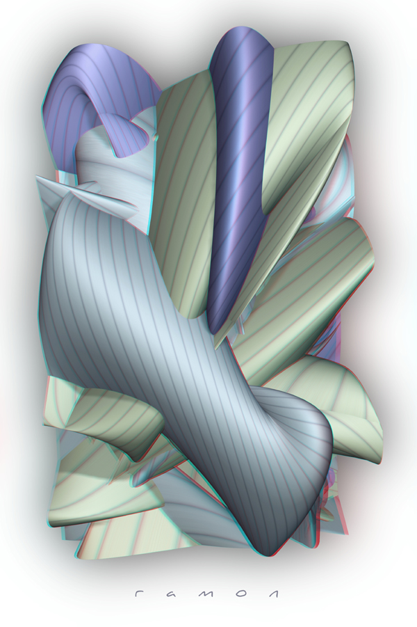 Abstarkt Kubismus Anaglyph