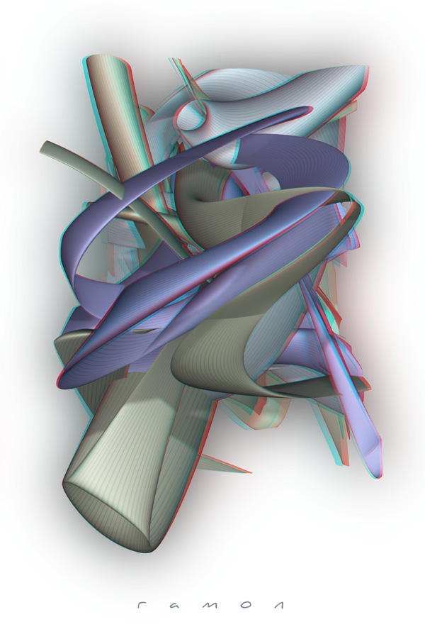 Abstarkt Kubismus Anaglyph